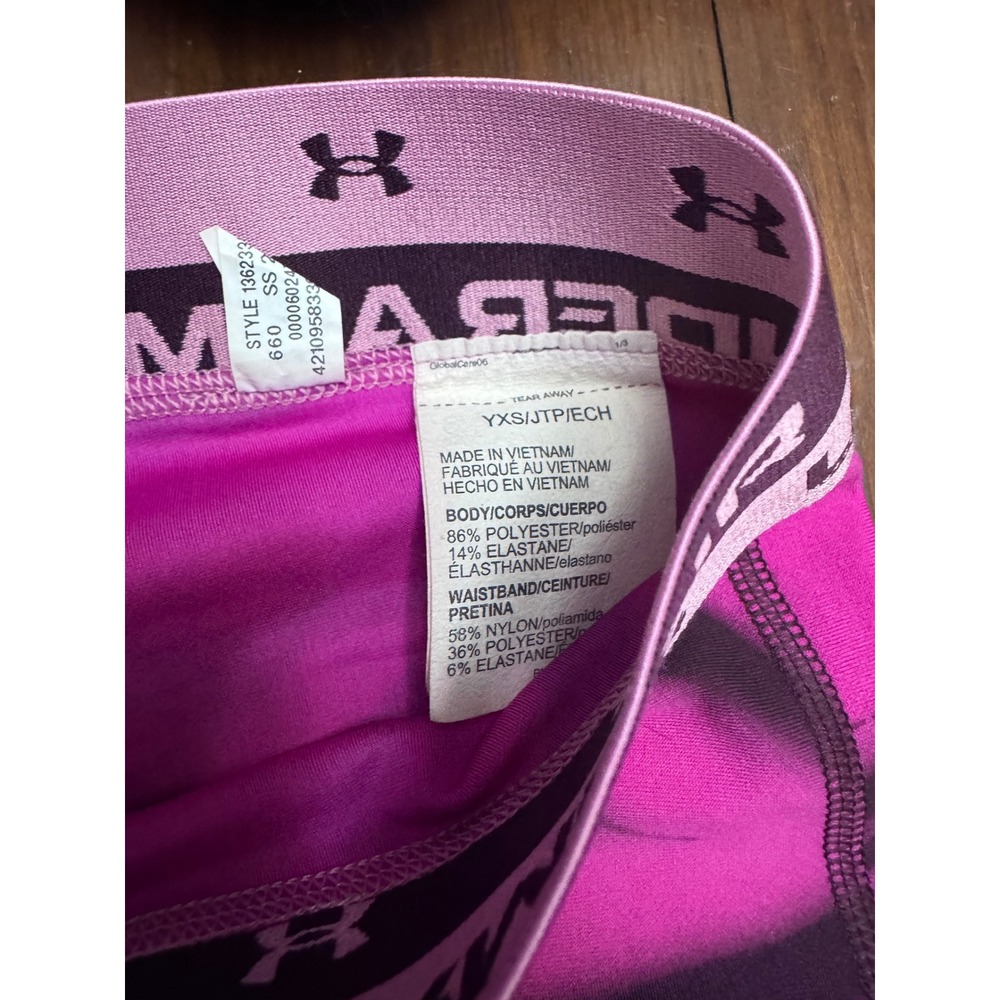 Lot of 3 Under Armour Girls HeatGear Leggings Blue Purple Pink YXS 1362333 - Picture 2 of 4